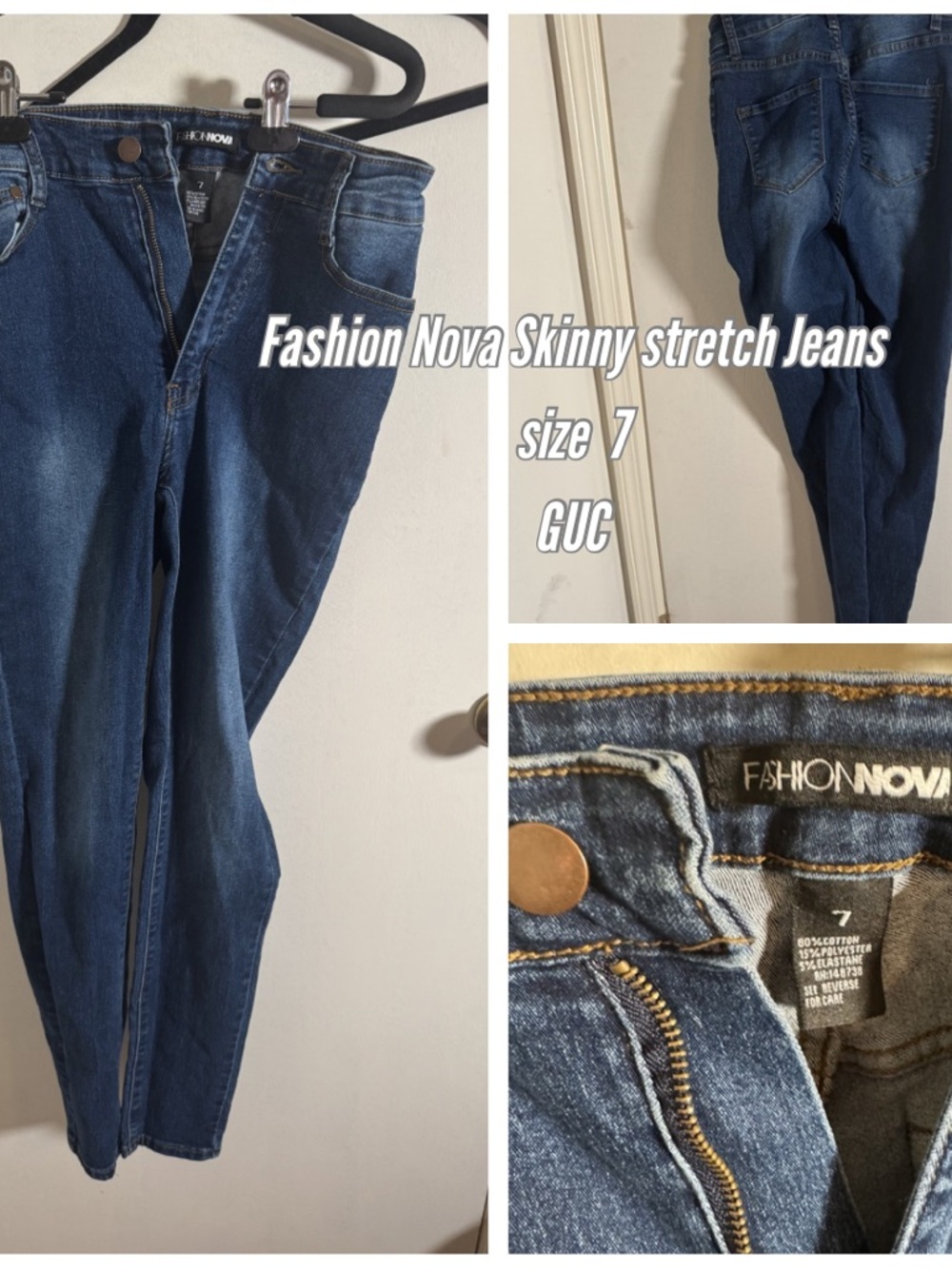 Fashion Nova Dark Blue High-Rise Skinny Jeans